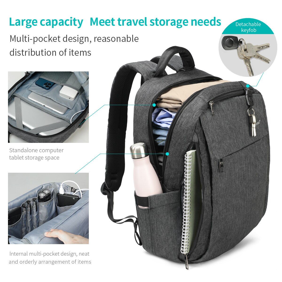 Tigernu Leisure Rugzak Mannen Multifunctionele Usb Opladen Waterdicht 15.6 Inch Laptop Rugzak Zakken Mannelijke Schooltassen Voor Tieners