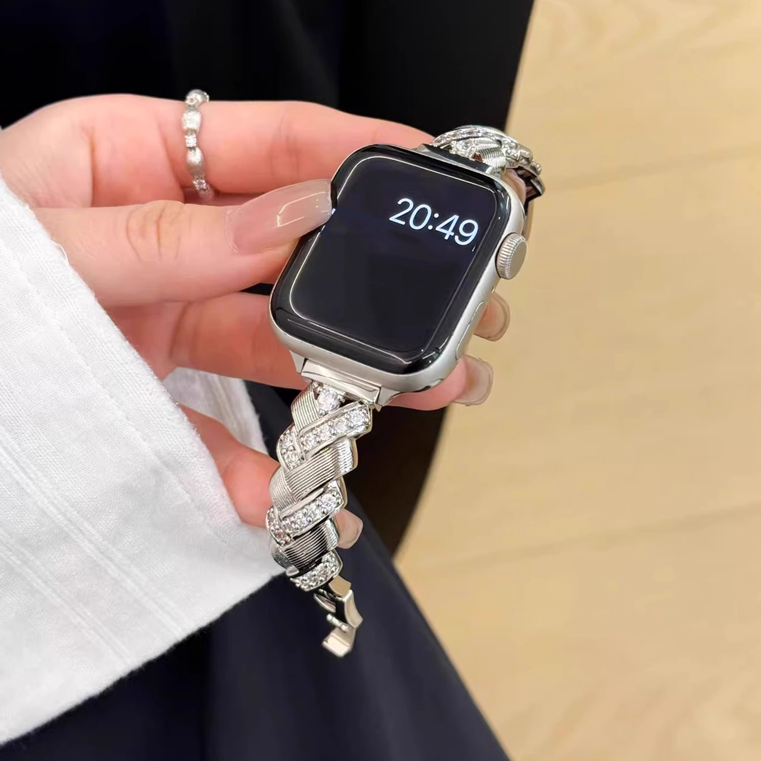 Bracelet en diamant pour montre Apple, en métal, pour iWatch série 10 9 8 7 SE Ultra 49mm 42mm 46mm 41mm 38mm 40mm 45mm