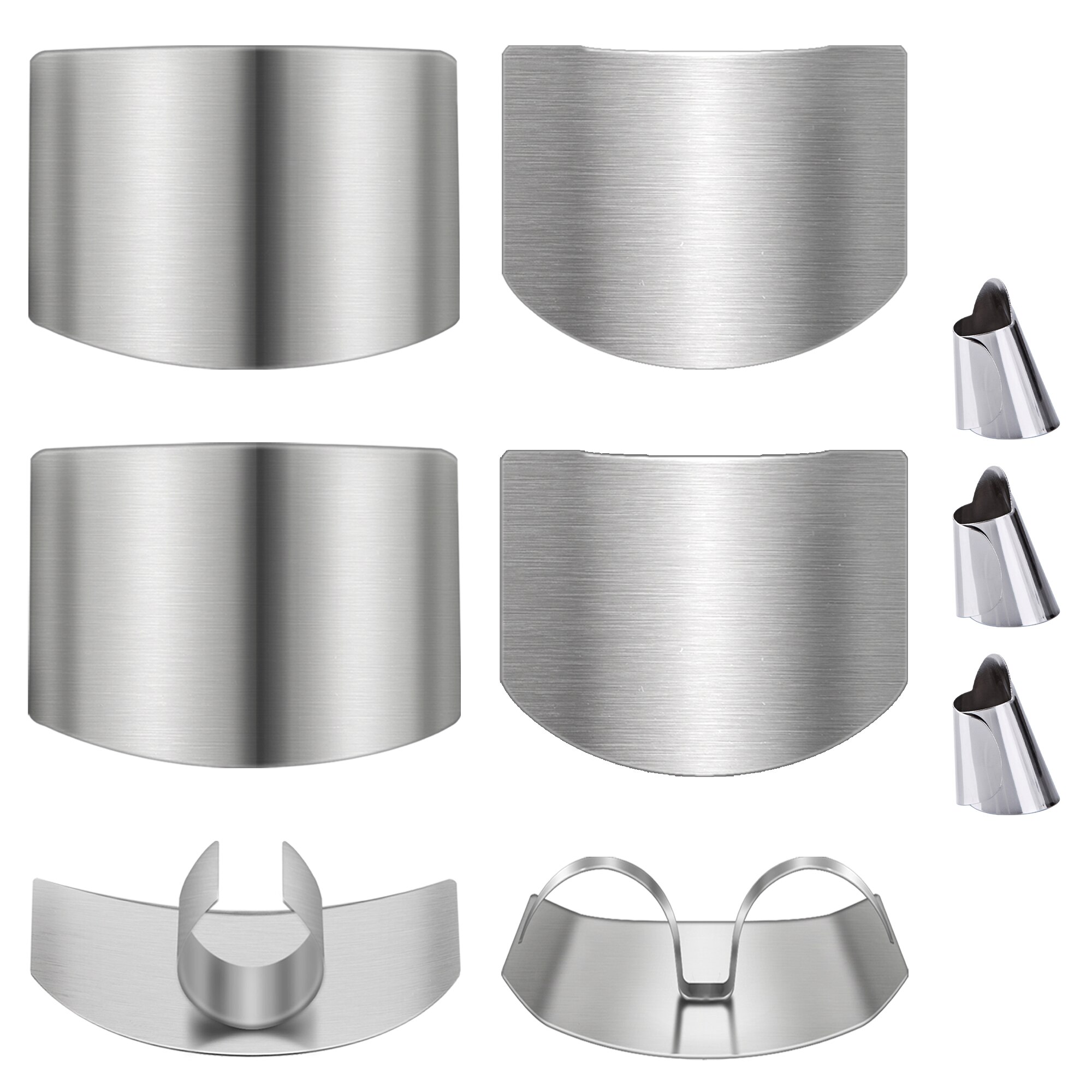 Kitchen Tool 9 Pcs Set Stainless Steel Cutting Hand Guard Adjustable Peeler Handles Fruit and Food Protection Finger Utensils