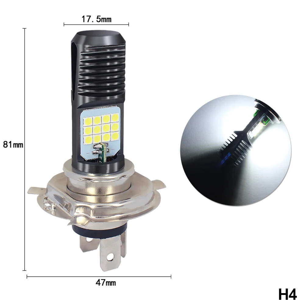 Motorcycle H4 HS1 BA20D P15D Headlight 3030 24MSD LED Light Bulbs Dual Color White Yellow Plug And Play For ATV Moped Bike: Lavender