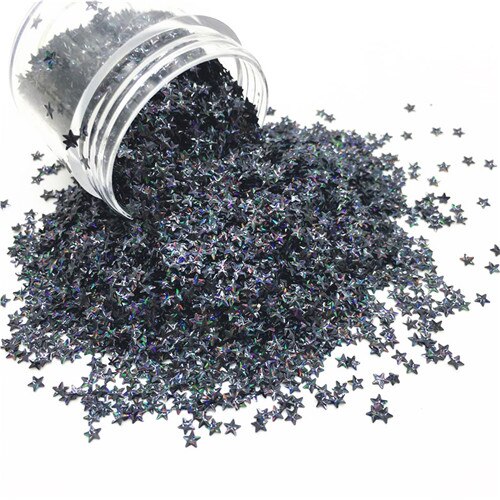 10G Stereoscopische Vijf Hoek Ster Pailletten Fadeless 3 Mm Eo-Vriendelijke Huisdier Sequin Gezicht Make-Up En Nail Art diy Manicure Accessorries: Laser black