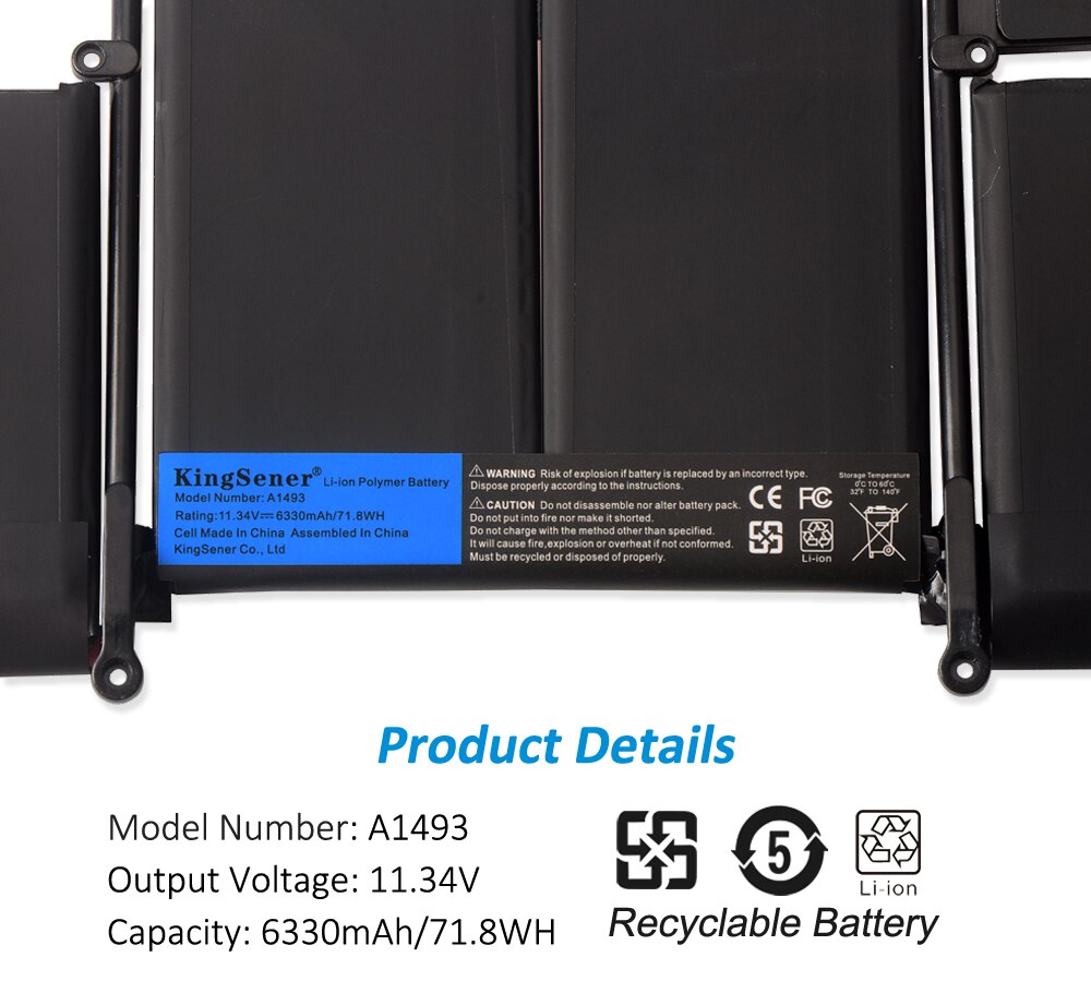 KingSener – batterie pour ordinateur portable A1493, pour Apple MacBook Pro 13 &quot Retina A1502 ME864LL/A ME866LL/A ME865LL/A MGX72 ME864 ME866