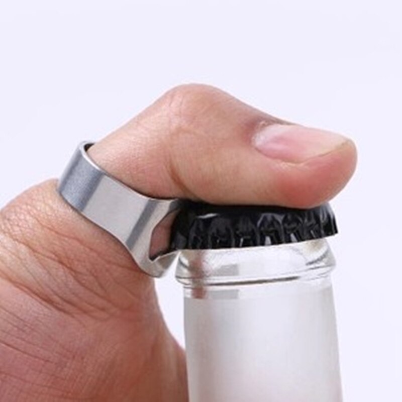 Apribottiglie in acciaio inox, anello per dita, utensili da cucina e sbarra, apribottiglie, leva tappi per feste