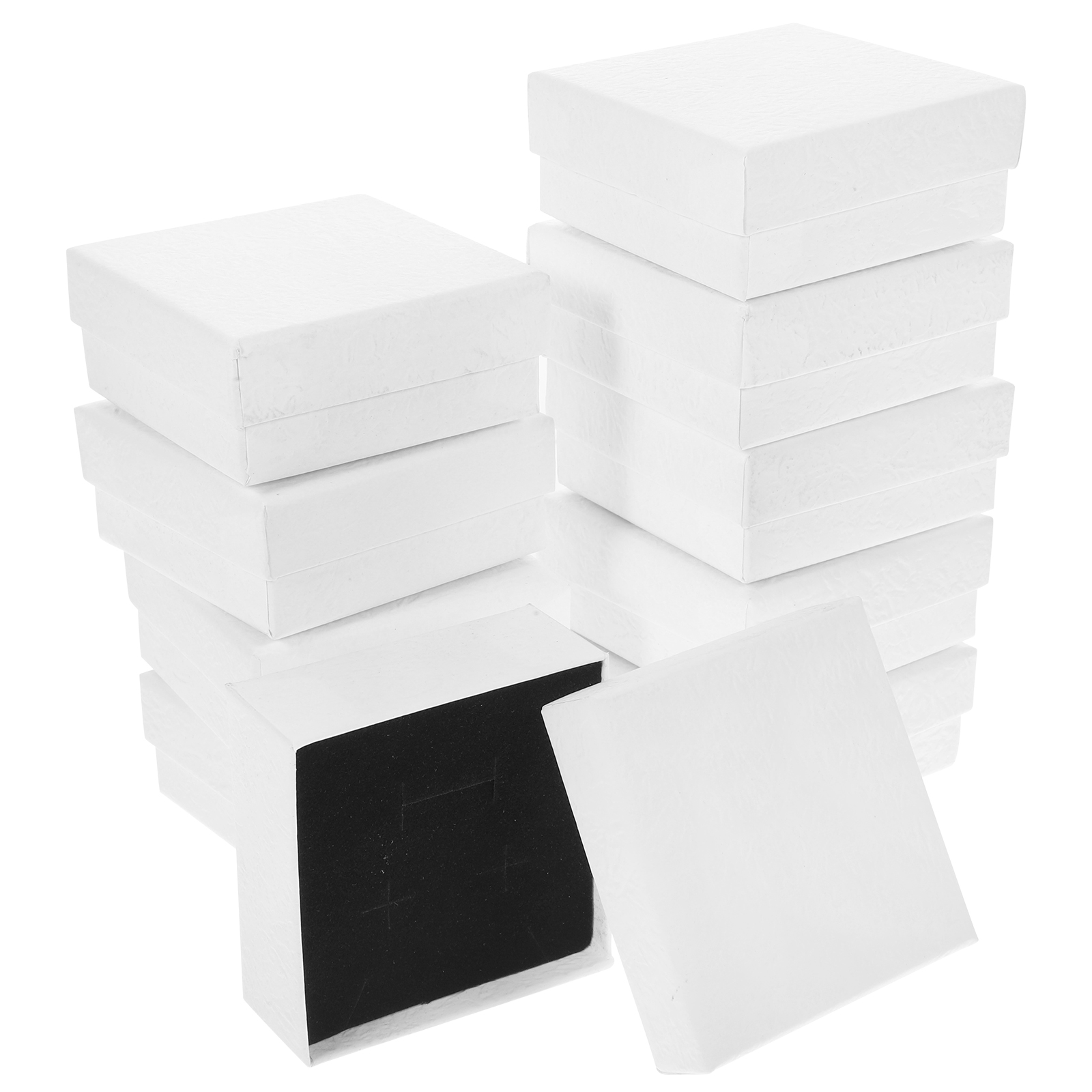 12 Stück kleine Schmuck-Ring-Verpackung, Karton, Geschenkboxen, Halskette, Ohrringe für Armbinde, Weiß