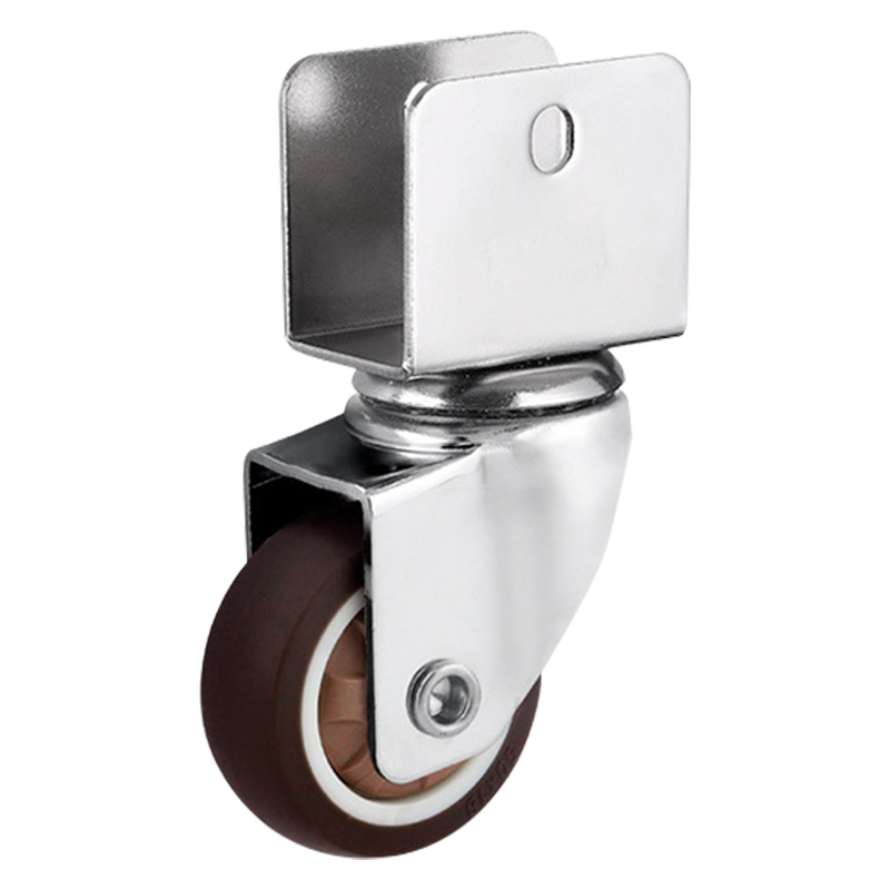 Furniture Crib Casters 1/1.5/2 Inches Soft Rubber Silent Wheels U-shaped Castor With Brake For Cabinet Clamp Replacement Rollers