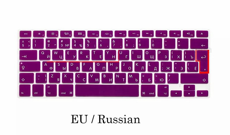 Coque de clavier en silicone souple EU/US pour Macbook Pro 13 Pro 15 CDROM A1278 A1286, EU/US/russe: EU-Purple
