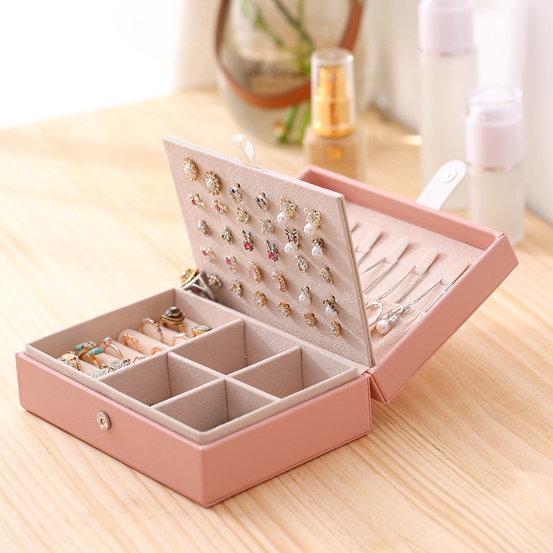 Caja de anillo con de cuero para joyería, caja de anillo con de de , ideal para