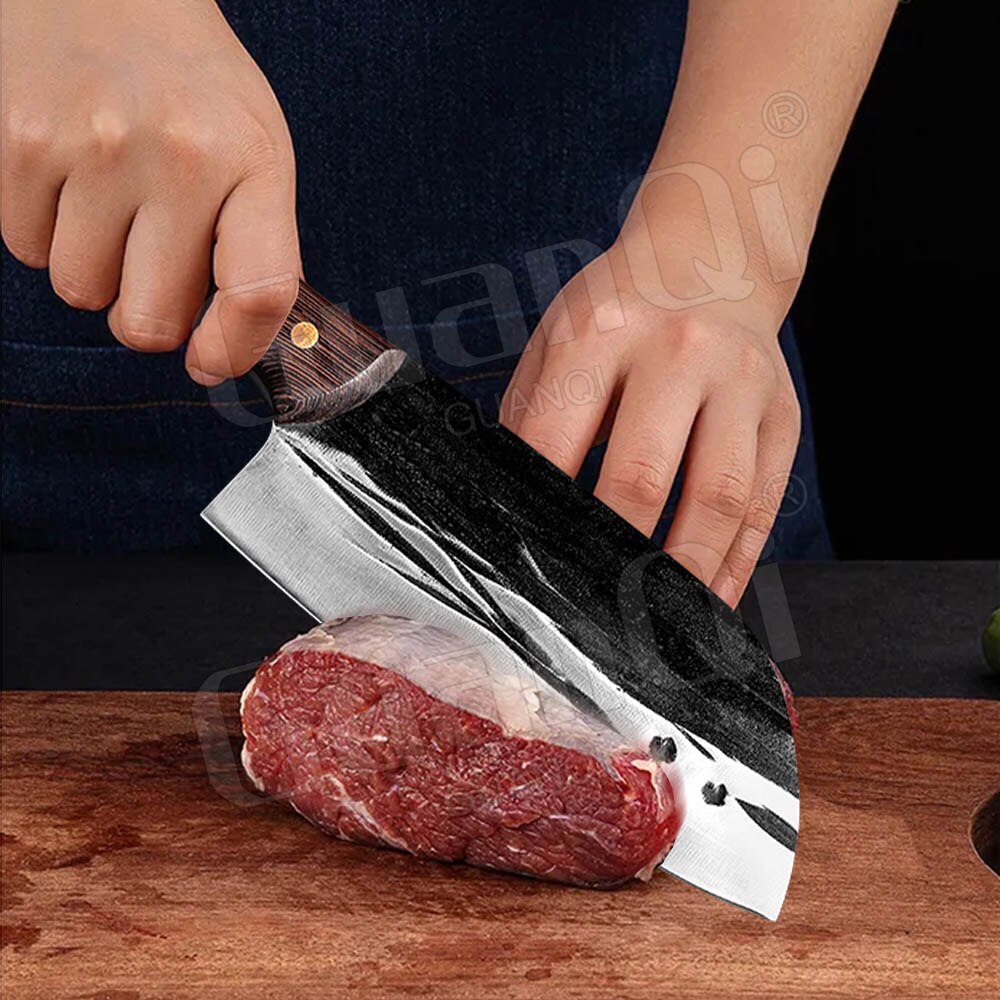 Forged Clad Steel Handmade Butcher Cleaver Kitchen Knives Stainless Steel Cleaver Butcher Knife Full Tang Handmade Chef Knives