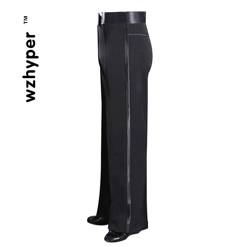Pantalones de baile latino para hombre, pantalón de baile negro, con cinturón, para bailar, Salsa, Tango, Rumba, Samba, Cha, pantalones Latinos