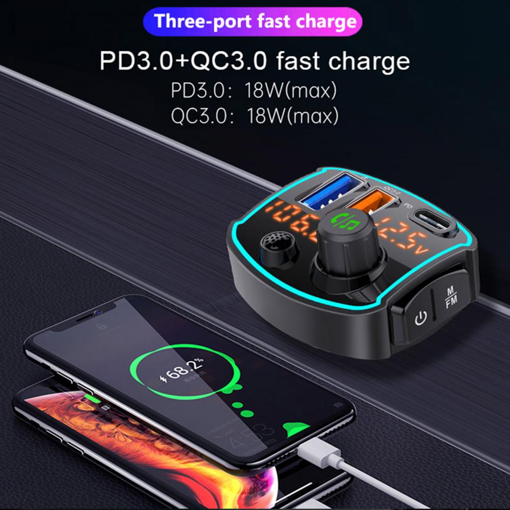 Multifunktions-kompakt-bluetooth-autoradio mit bc69 geräten,  mp3 displays 5.0 fm sendern und /qc3.0 schnelllade-ladegeräten für fahrzeuge