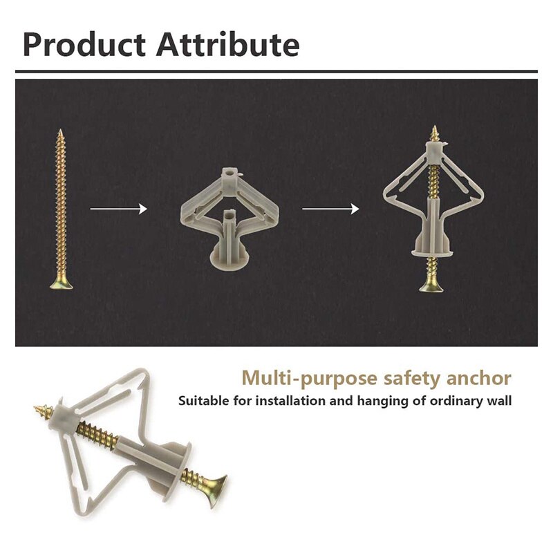 50pz Cartongesso Tasselli e Viti Cartongesso Parete Vuota Ancore pesante-dovere Cavicchi con Vite