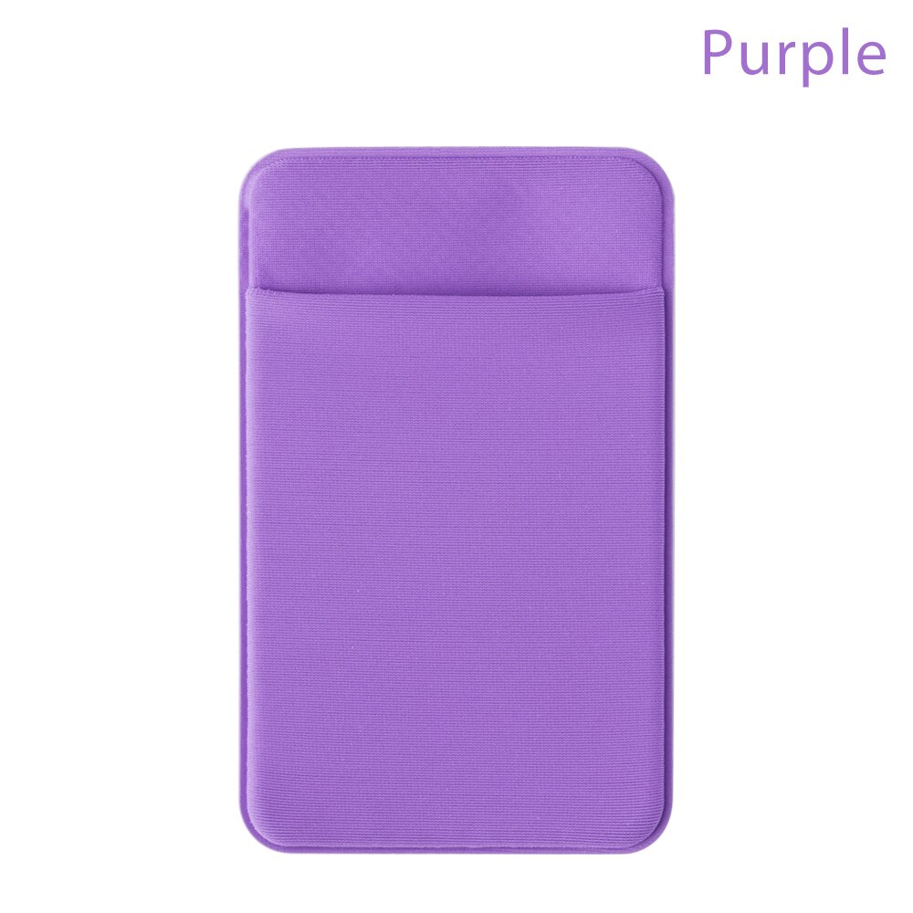 1PC Unisex Elastic Mobile Phone Wallet Cell Phone Card Holder Case Adhesive Sticker Pocket Credit ID Card Holder: purple