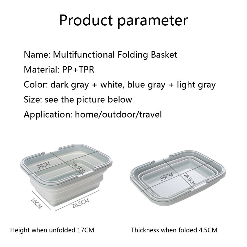 Rechthoek Inklapbare Wastafels Camping Picknick Manden Opvouwbare Wasmand Vuile Kleren Opslag Container Emmer Cleaning Tools