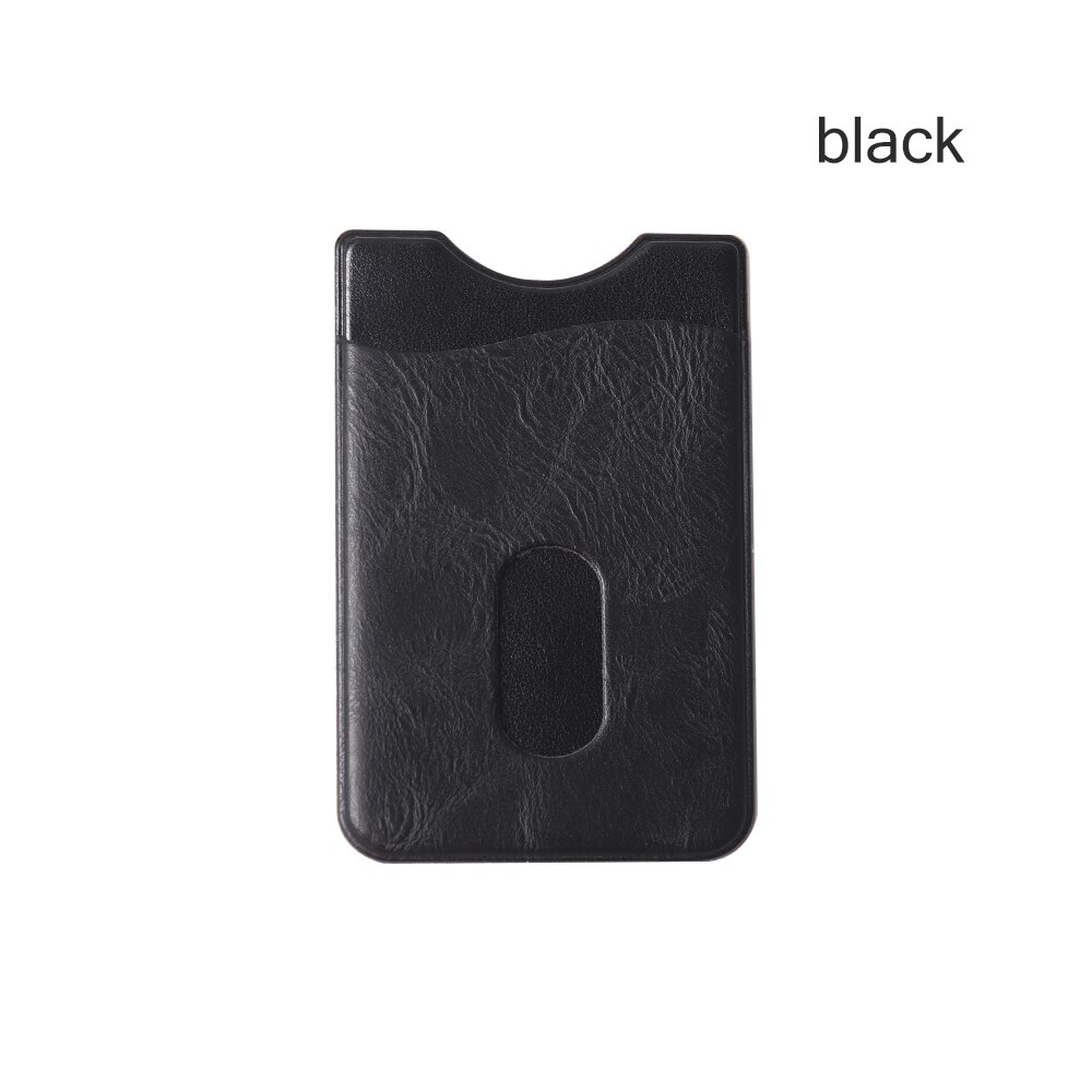 Leather Card Holder Sticker Adhesives Credit ID Card Mobile Phone Back Pocket Wallet Case Stickers Bag Pouch: black