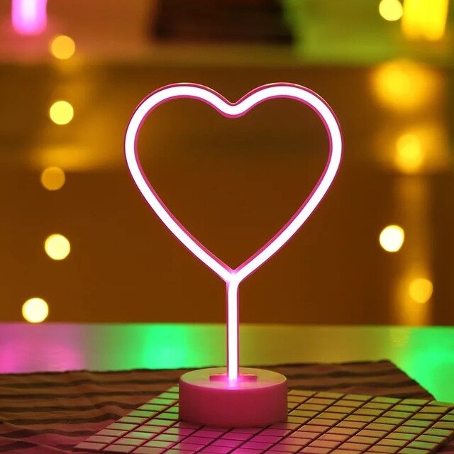 Rainbow Led Neon Night Light Home Decor Kids Girls Kawaii Bedroom Interior Lighting Aesthetic Room Decor Lamp: heart