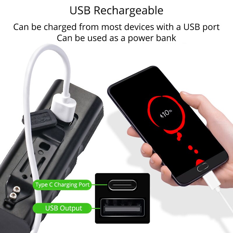 10000 mah cykellygte foran 5 t 6 3000 lumen cykellygte usb genopladelig kraftig lommelygte mtb lampe led forlygte baglygte