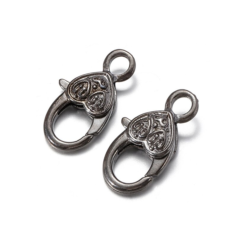 10pcs 26x15MM heart shaped Lobster Clasp Hooks retro Keychain Clasps Bracelet buckle diy jewelry Making Key ring Components: C