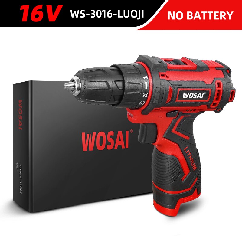 WOSAI 12V 16V 20V bezszczotkowy wiertarka elektryczna 28NM-115NM wkrętarka bezprzewodowa mini śrubokręt elektryczny wiertarka udarowa: WS-3016-LUOJI