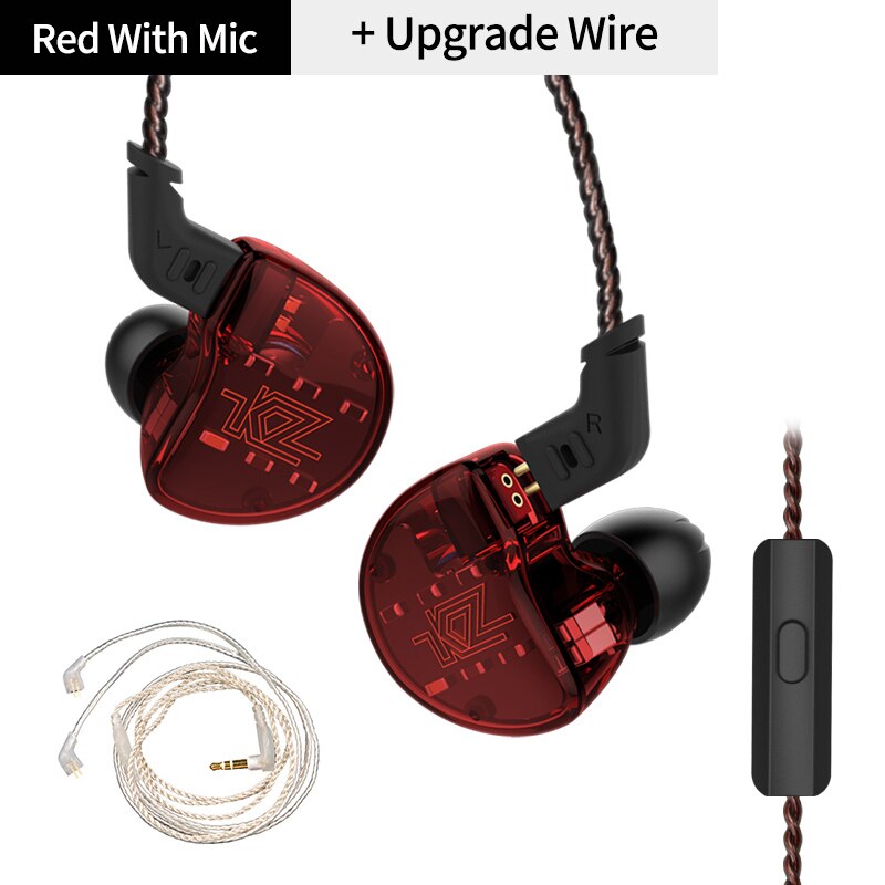 KZ ZS10 Earphones Headphones 4BA +1DD Hybrid technology In Ear Monitor Sport Earbuds Noise Cancelling HIFI Bass Gaming Headset: ZS10RedMicCable