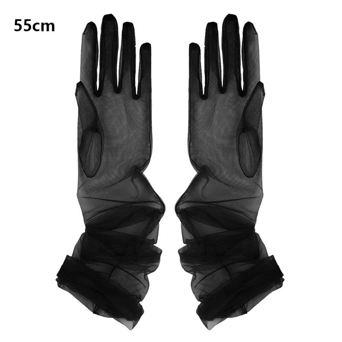 Luvas de tule transparente ultra-finas, luvas ultra longas cotovelo, acessório para tirar foto, dia das bruxas, moda feminina: Prateado