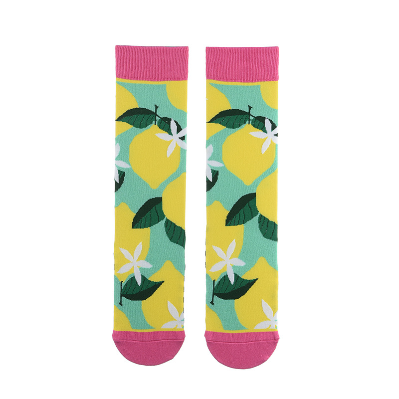 Söta damsockor tecknade djurmat fruktsockor kawaii roliga trendiga strumpor glada harajuku casual strumpor höst vårstrumpor