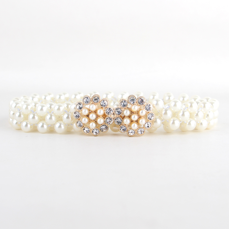 Cinturones con perlas de imitación para mujer, cinturones con perlas de aleación, cinturón de girasol, accesorios de ropa: 3