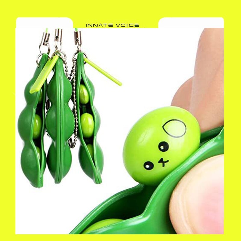 ZK20 Fidget Toys Pop It Infinite Squeeze Peas Beans Toy Decompression Edamame Toys Keychain Cute Adult Toy Figet Stress Toy