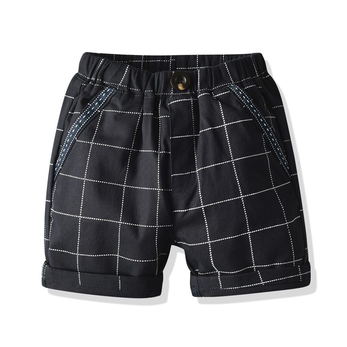 Sommer piger baby dreng bomuldsshorts elastiske afslappet gitterprint kort til børn børn shorts: Sort / 3t