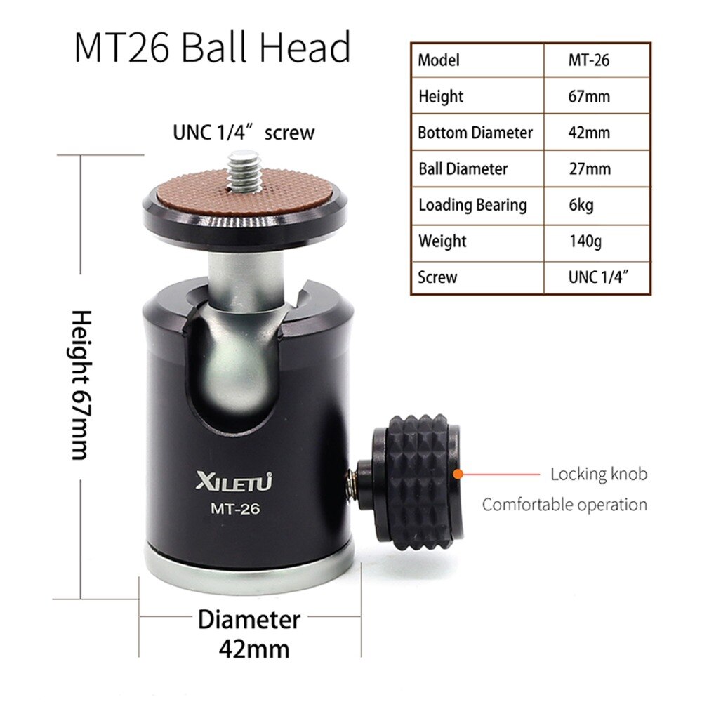 Ulanzi Xiletu Mini Aluminium Statief Monopod Flexibele Camera Houder W 360 ° Gedraaid Balhoofd Voor Canon Nikon Sony Dslr camera