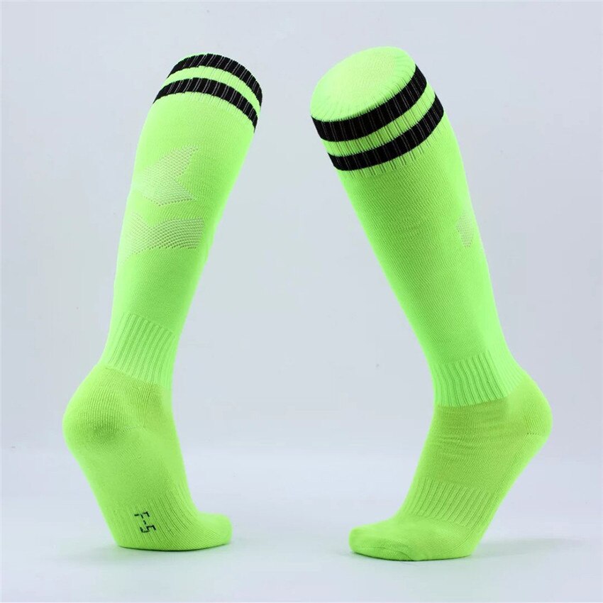 Calcetines de fútbol antideslizantes para niños, medias por encima de la rodilla para estudiantes, de rayas, 3 par/lote