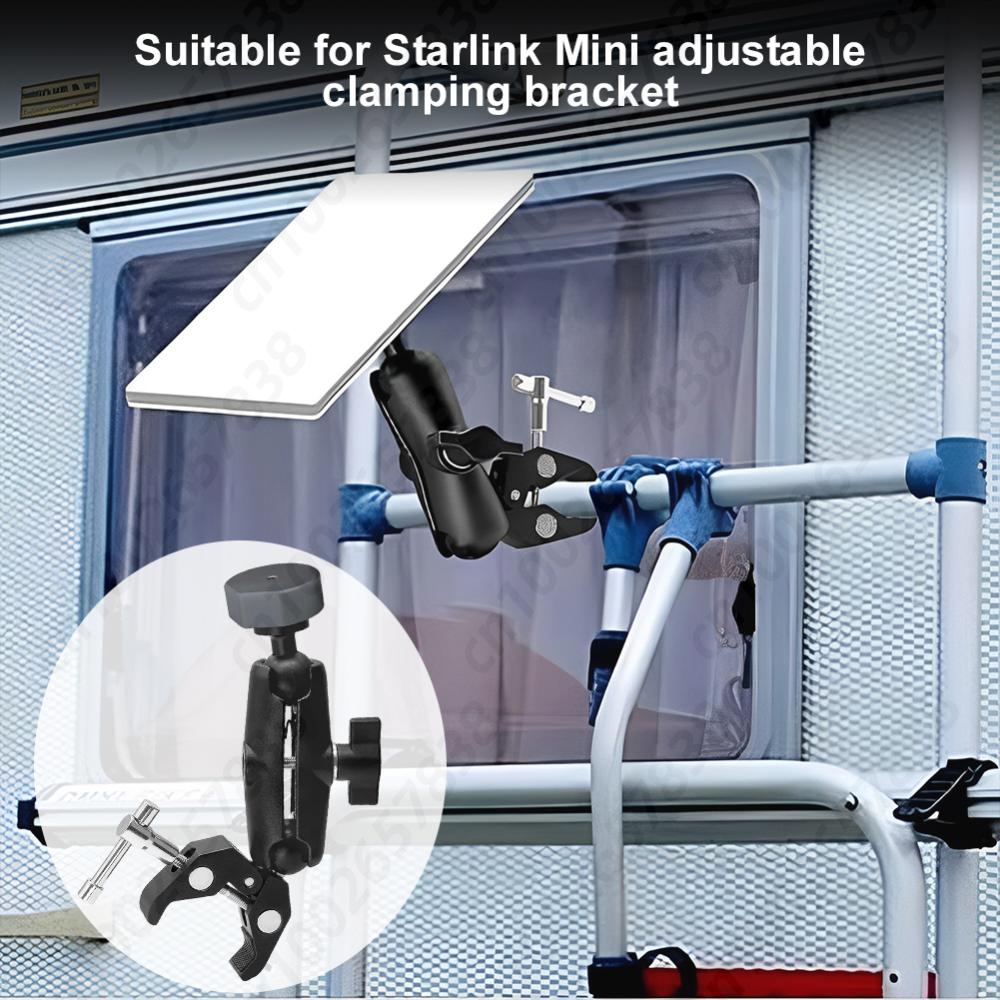 For Starlink Mini Mount Adjustable Clamp Bracket Kit Clamp Mount for RV Ladders Roof Rack Balcony