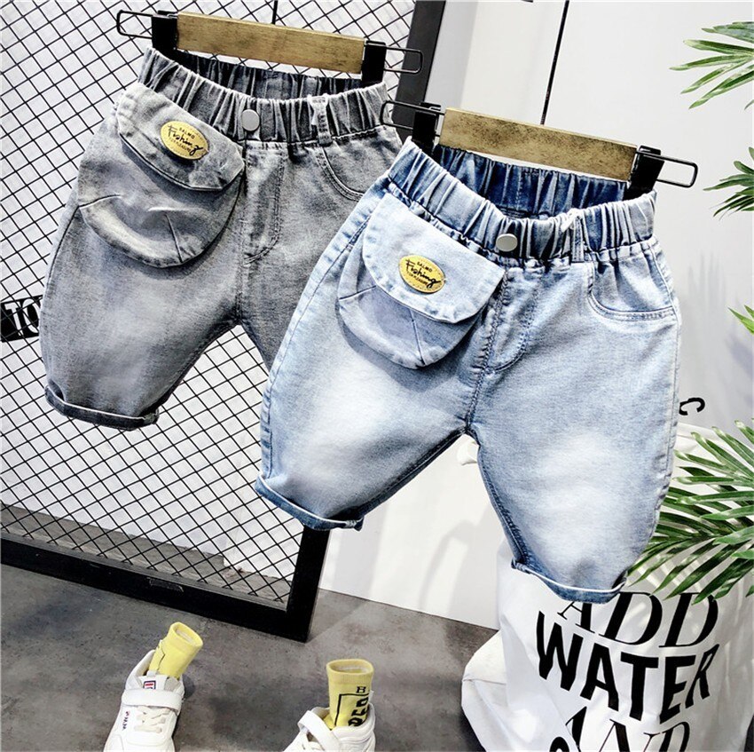 Zomer Peuter Jongens Shorts Casual Pocket Denim Broek Elastische Taille Jeans Voor Jongens Mode Katoenen Baby Shorts 2 3 4 5 6 Jaar