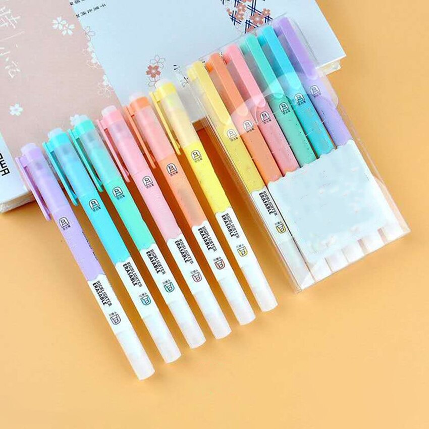 6 Stks/set Uitwisbare Double Head Markeerstiften Art Markers Markeerstift Fluorecent Pen Student Note Marker Voor Graffiti Tekening