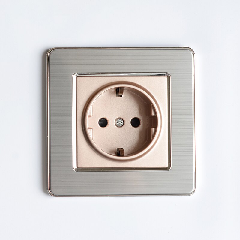Avoir EU/DE/RU Standard Plug Socket Power Stainless Steel Panel Grounding Socket 146mm*86mm Double Plug Electrical Outlet