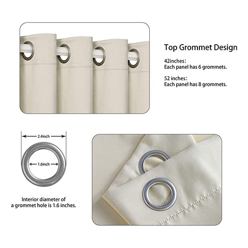 Bedroom Window Shade Curtain - Heat Insulation Curtains with Holes At the Top of the Noise Reduction Applicable