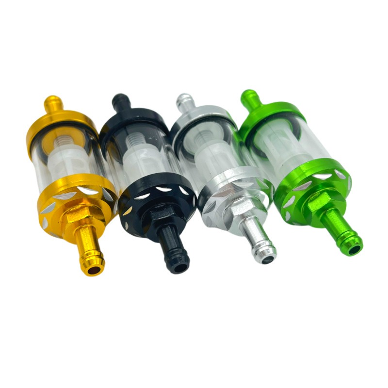 8mm CNC Aluminum Alloy Glass Gas Fuel Gasoline Oil Filter Moto for Dirt Pit Bike 125/140/150/160cc CRF70 90 110 TTR100 110 KLX65