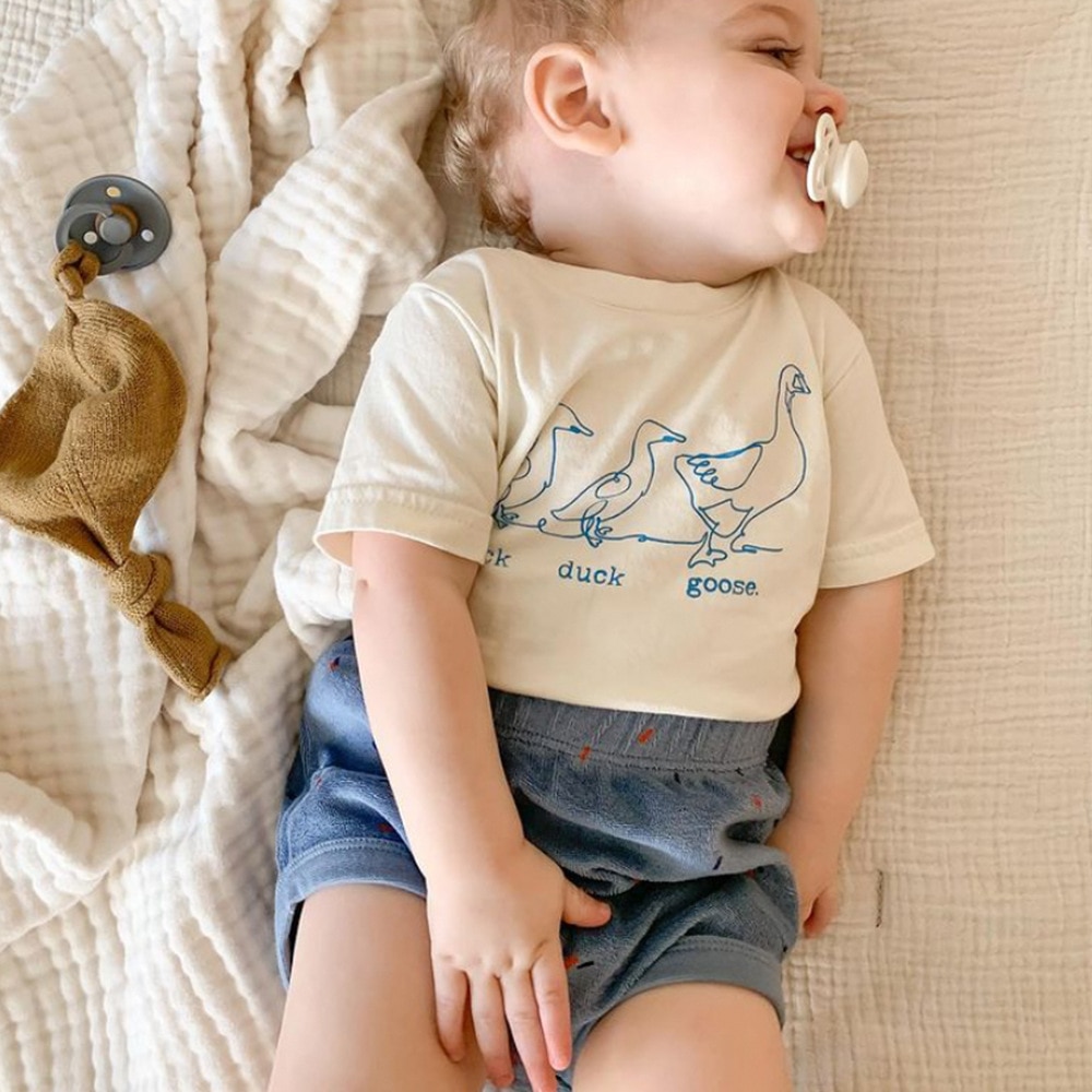 Baby Jungen Mädchen T-Shirt Sommer Kleinkind unisex lässig Sanft kurz Ärmel Kinder Kleidung Kleinkind Baumwolle Spitzen Ente drucken Bebe Abschläge