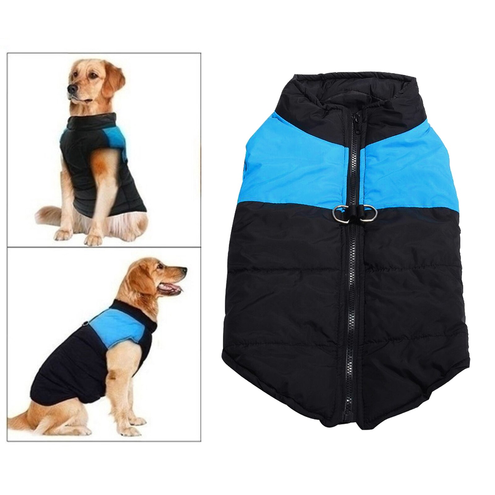 Warm Hond Kleding Waterdicht Pet Gewatteerde Vest Rits Jas Jas Voor Chihuahua: Blue M
