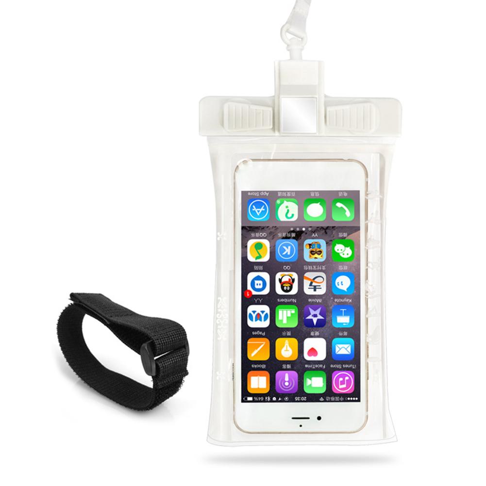 Multi-function Whistle Mobile Phone Waterproof Bag for Riding Mountaineering Swimming Dry Bag Underwater Case: white