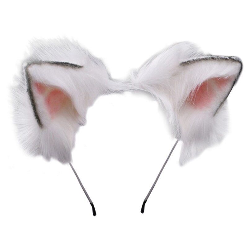 Furry Bendable Cat Ears Headband Flurry Plush Animal Lolita Cosplay Hair Hoop