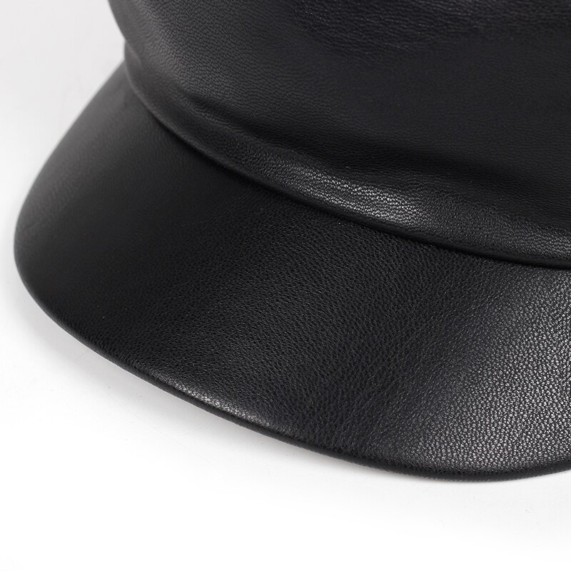 Gorros de piel sintética de para hombre y mujer, Boina negra, para primavera, Otoño e Invierno