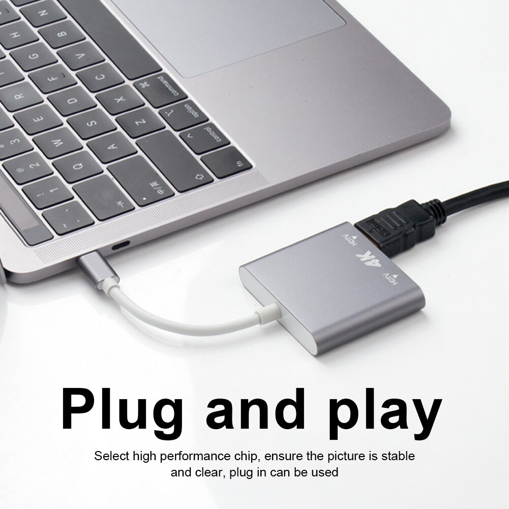 Usb c till dubbel hdmi-adapter omvandlare 4k 60hz möte  hd 2 in 1 typ-c flera lägen speldisplay presentation av för mac os
