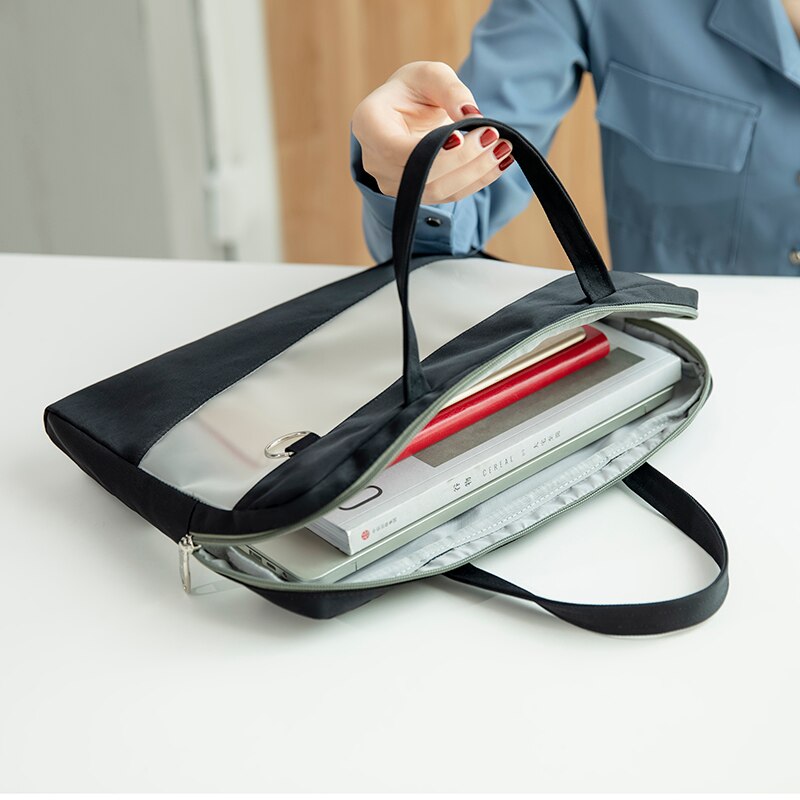 Waterproof Polyester Transparent Zipper Computer Briefcase File Folder Business Document Bag Set