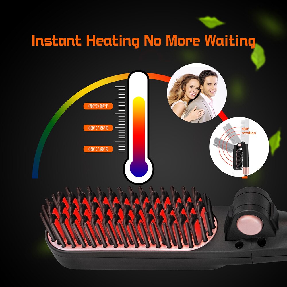 Cepillos eléctricos para el pelo peine peine alisador Anti-escaldado plegable peine recto Ioned 360 Cepillo giratorio secador de pelo