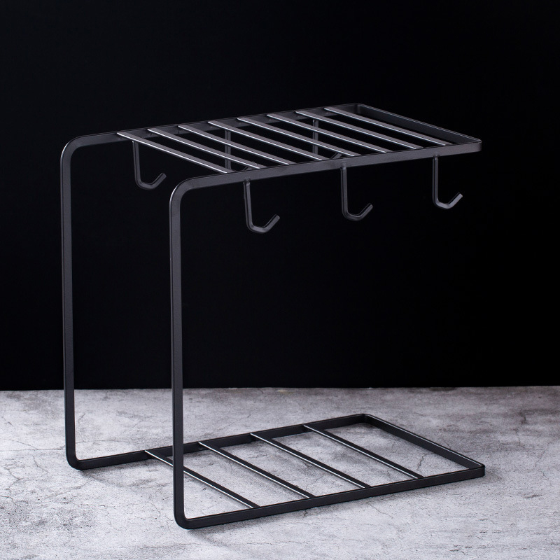 Portavasos de acero inoxidable 304, soporte para tazas y tazas: Negro