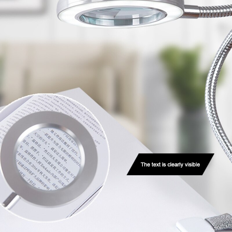 6XDD 10X Magnifying Glass Lamp with Light Magnifier Light with Clip Adjustable Flexible Magnifying Lamp with USB Powered