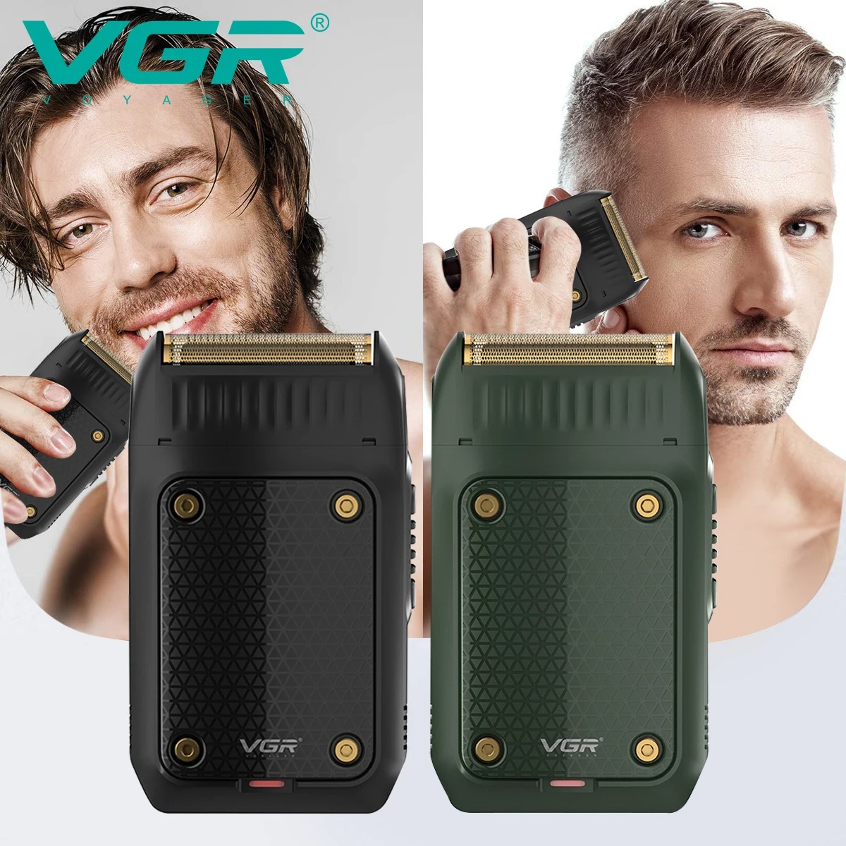 VGR Barbeador Recarregável Profissional Máquina Barbear Elétrico Barbeador Portátil Reciprocando Alumínio Frustrar Barbeadores para homens V-353
