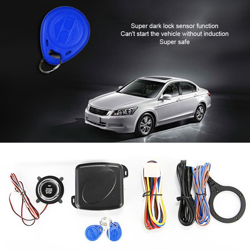 Car Smart Alarm System Push Engine Start Stop Button Lock Ignition Immobilizer with Remote Keyless Entry System 12V