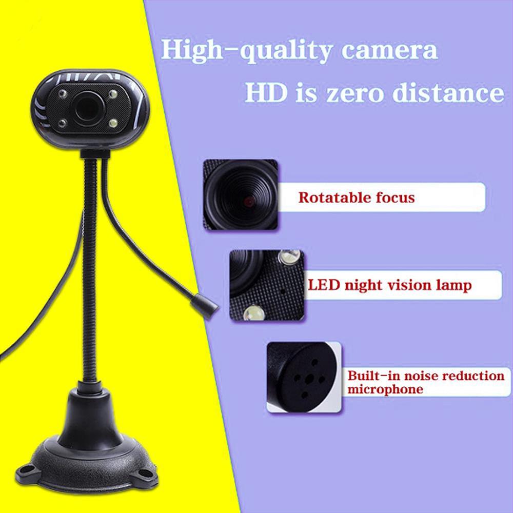 Cámara Web HD para ordenador, Webcam con micrófono USB, resolución dinámica de 480p para PC, escritorio y portátil