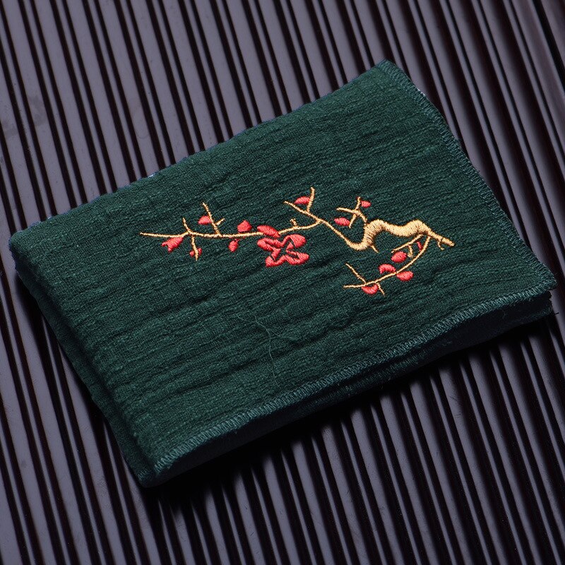 Toallas de té chinas bordadas, tela con patrón de ciruela, absorción de agua, tazón de ceremonia ecológico, toalla de limpieza de tetera, 1 ud.: 6
